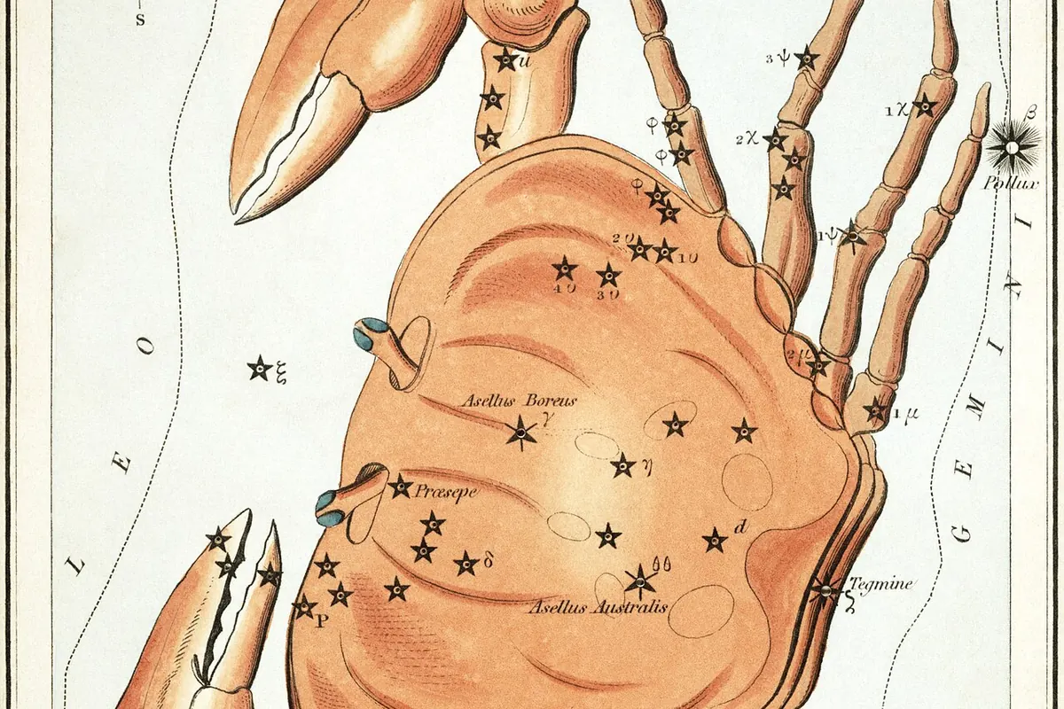 Съзвездието Рак в звездния атлас „Огледалото на Урания“ (Лондон, 1824)